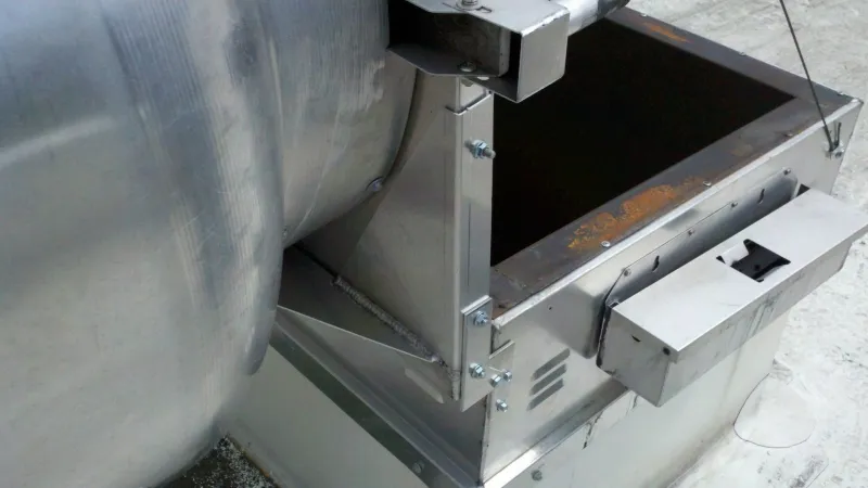 Close-up of heavy duty exhaust fan hinge kit hardware